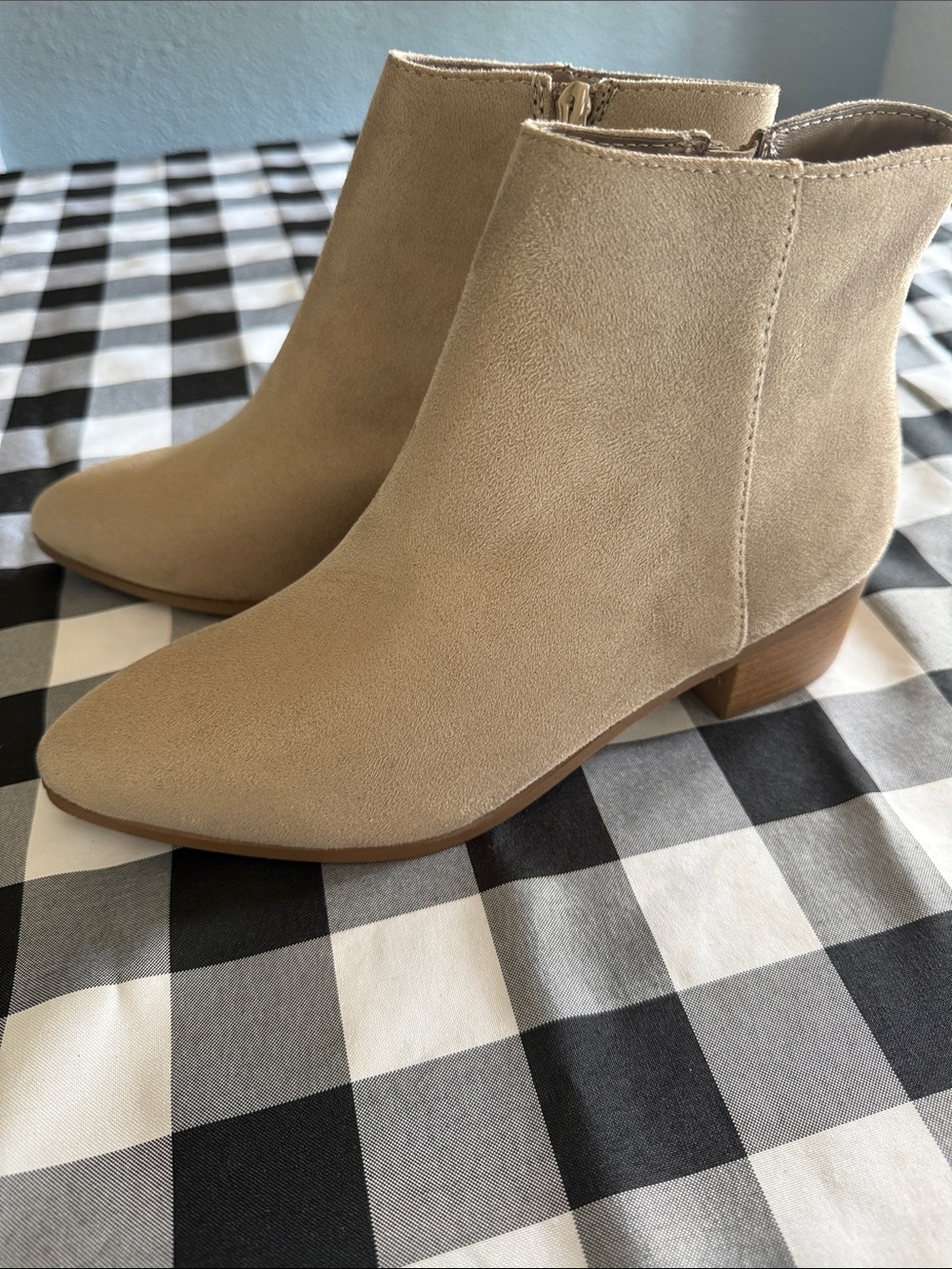 Soda Beige Suede Ankle Booties